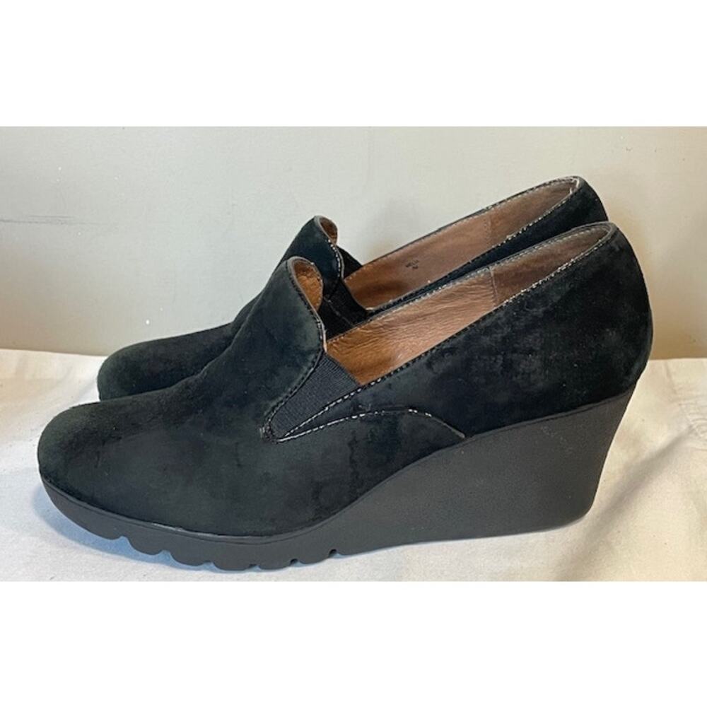 Donald J Pliner Melia Wedge Loafers Black Soft Suede Sz 13 Youth